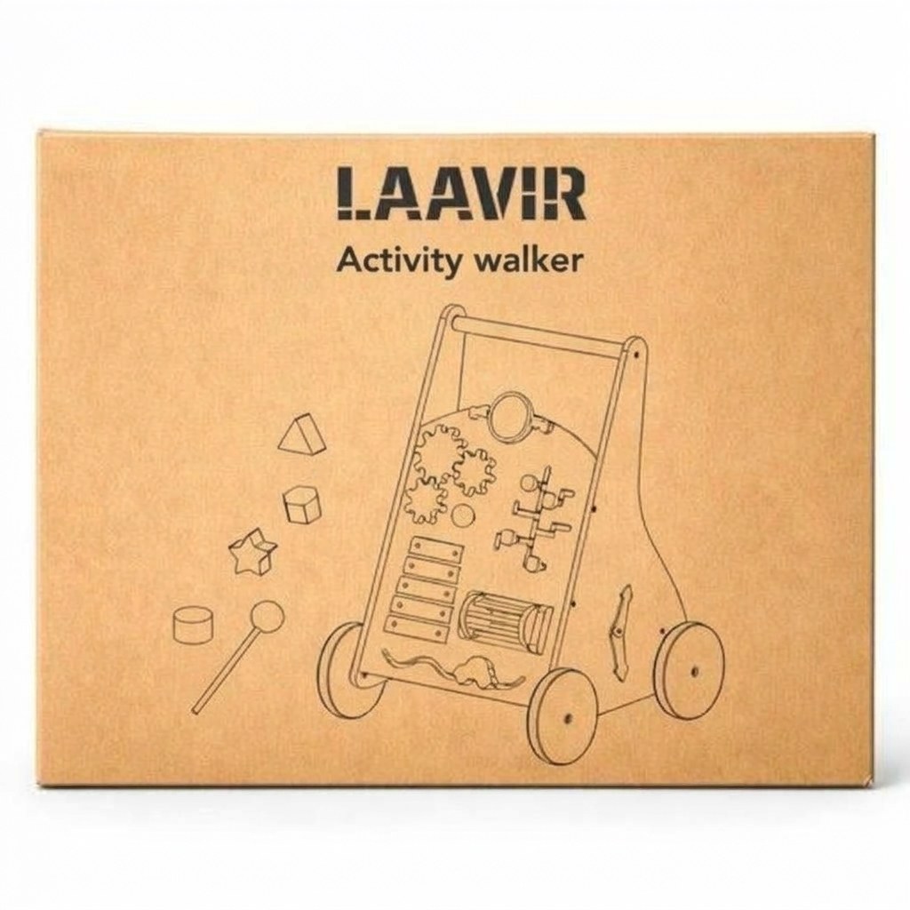 Houten Activiteiten Loopwagen - Montessori - Mintblauw (EN 11)