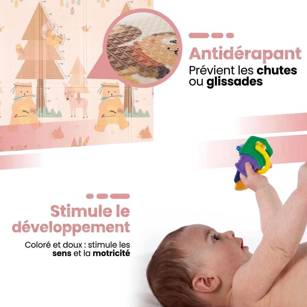 Opvouwbare Baby Speelmat dieren 200×150 cm met opbergtas (FR 7)