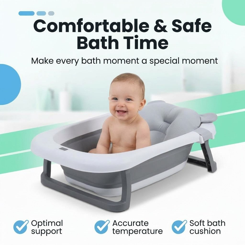Babybad opvouwbaar met digitale thermometer & badkussen (EN 11)