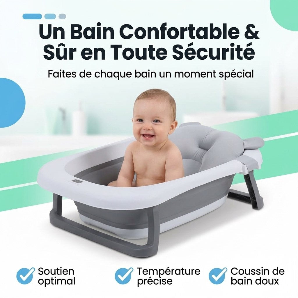 Babybad opvouwbaar met digitale thermometer & badkussen (FR 11)