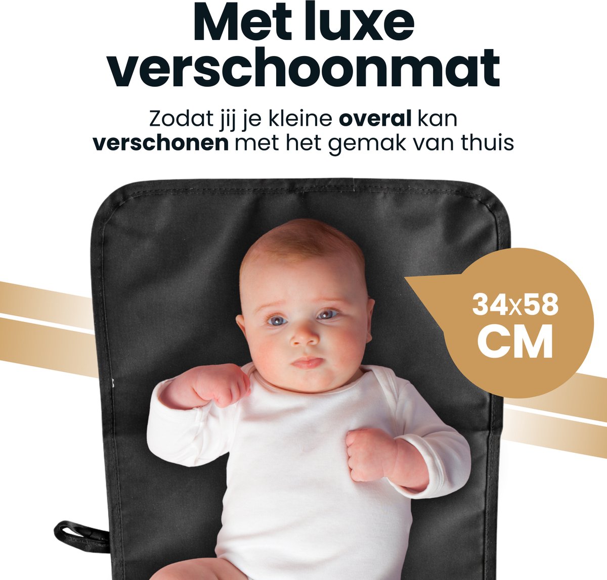 Laavir Luiertas Rugzak Zwart - baby op het verschoonmatje