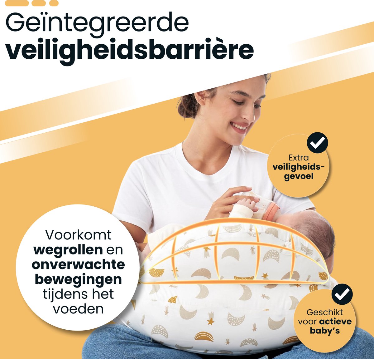 Laavir Voedingskussen 3-in-1 Wit - moeder met baby tijdens het voeden