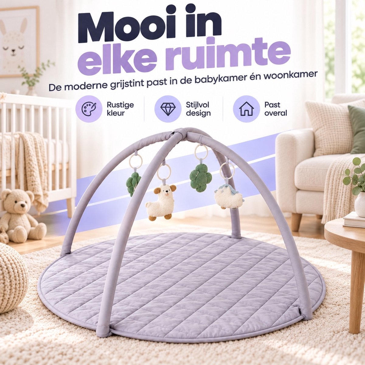 Laavir Babygym Speelkleed met Boog Grijs - babygym in de woonkamer