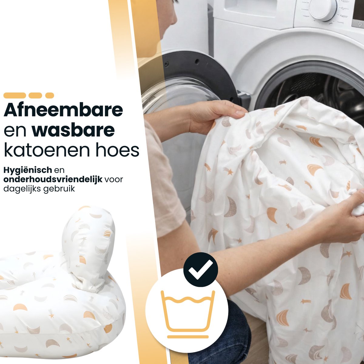 Laavir Voedingskussen 3-in-1 Wit - afneembare en wasbare hoes
