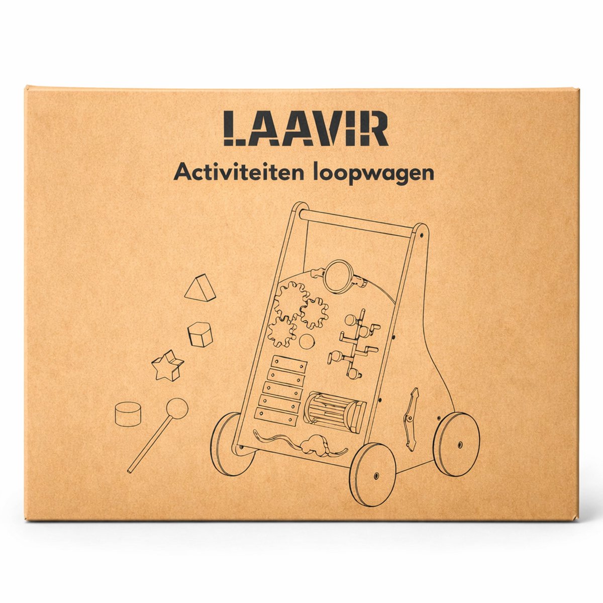 Laavir Houten Activiteiten Loopwagen Mintblauw - verpakking