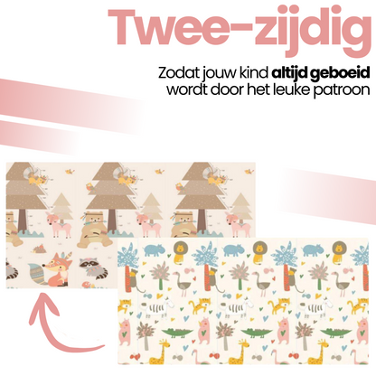 Opvouwbare baby speelmat dieren motief - kleurrijke illustraties van bosdieren.