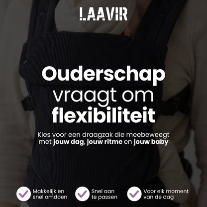 Baby Draagzak Corduroy Zwart Ergonomisch 0-36 Maanden Comfortabele Buikdrager Ademend & Verstelbaar