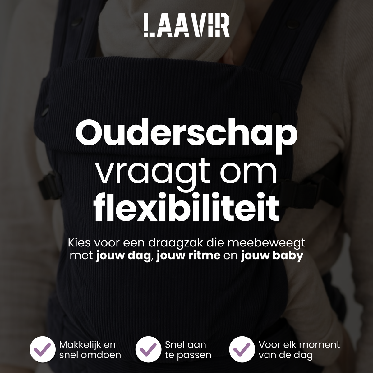 Baby Draagzak Corduroy Zwart Ergonomisch 0-36 Maanden Comfortabele Buikdrager Ademend & Verstelbaar