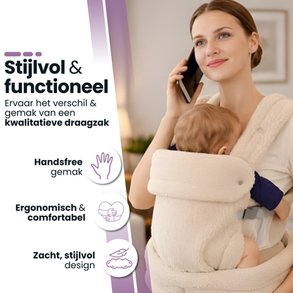 Baby Draagzak Teddy Beige Ergonomisch Warm & Zacht 0-36 Maanden Comfortabele Buikdrager Verstelbaar