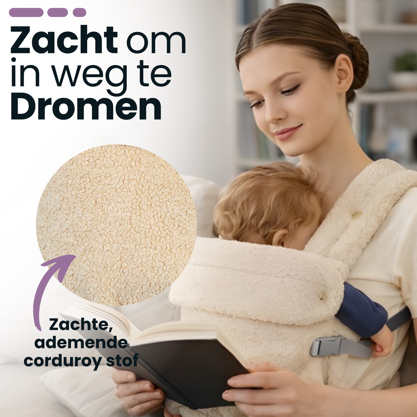 Baby Draagzak Teddy Beige Ergonomisch Warm & Zacht 0-36 Maanden Comfortabele Buikdrager Verstelbaar