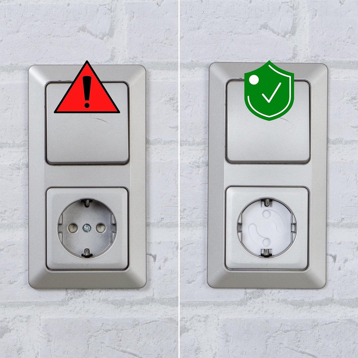 Witte stopcontactbeveiliging met draaimechanisme geïnstalleerd - 16 stuks per set