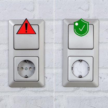Witte stopcontactbeveiliging met draaimechanisme geïnstalleerd - 16 stuks per set