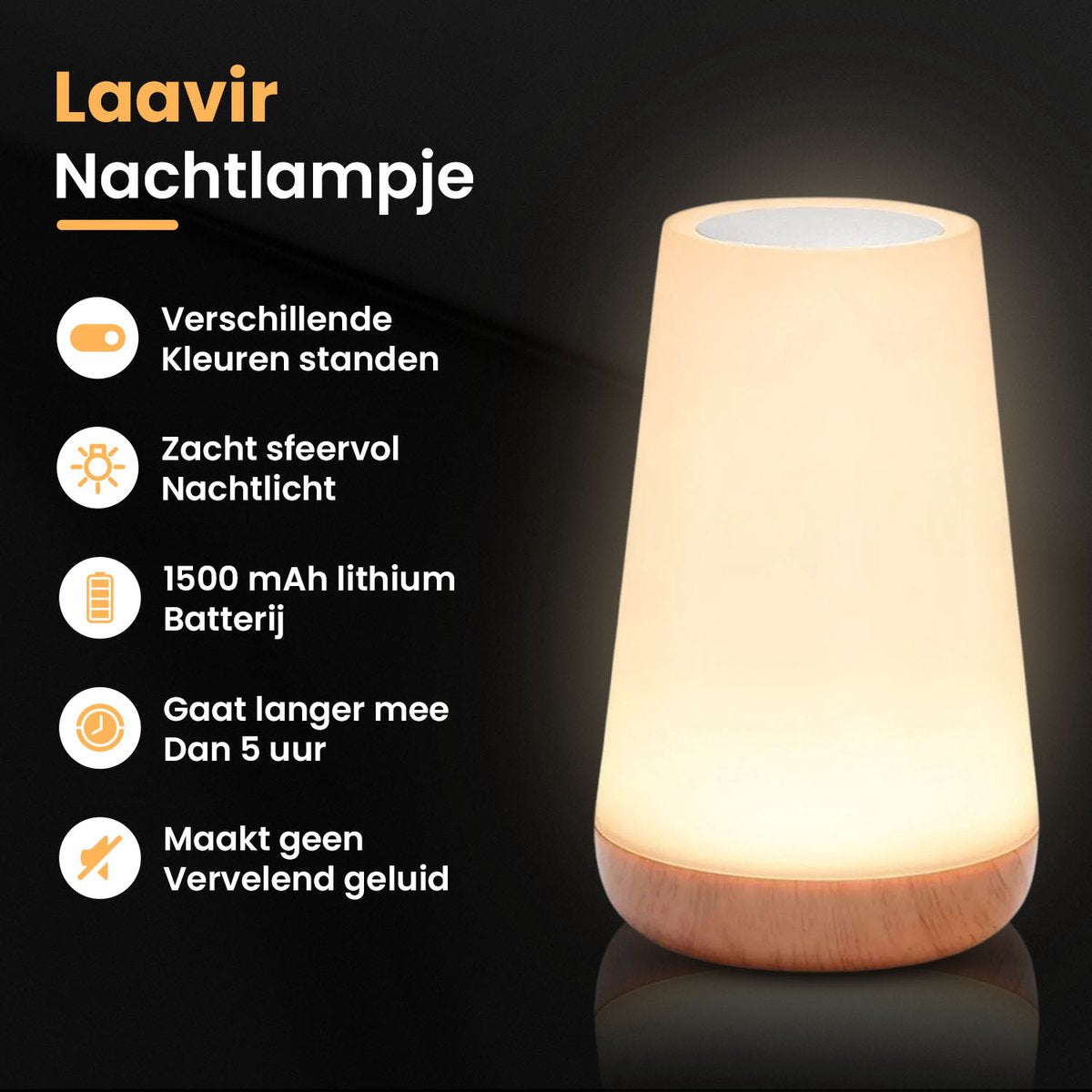 Nachtlampje USB Oplaadbaar & Dimbaar LED Licht