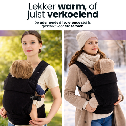 Baby Draagzak Corduroy Zwart Ergonomisch 0-36 Maanden Comfortabele Buikdrager Ademend & Verstelbaar