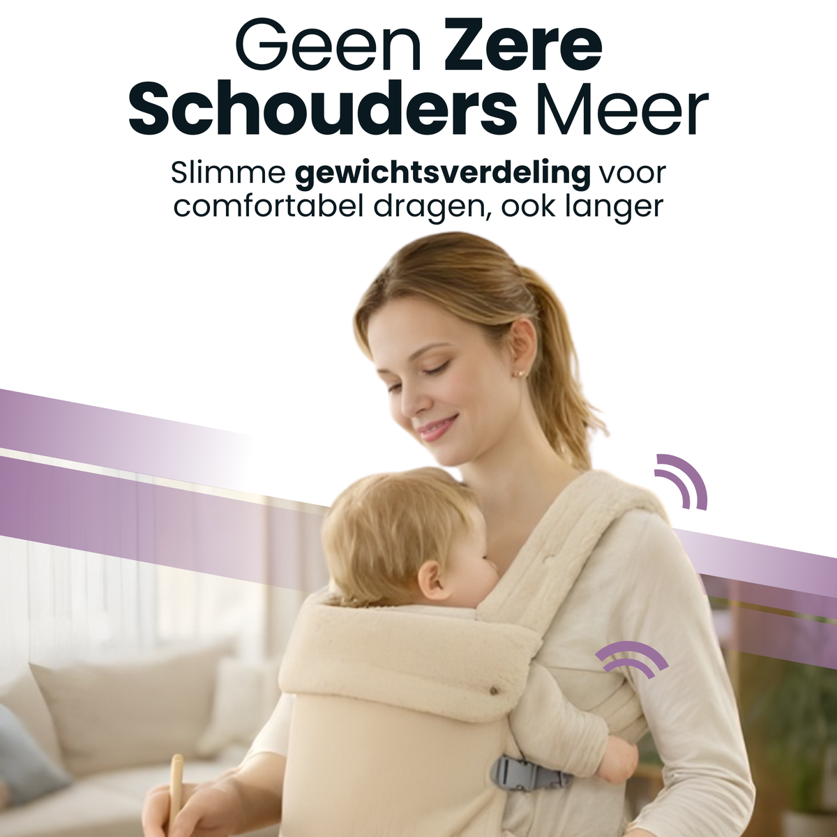 Baby Draagzak Teddy Beige Ergonomisch Warm & Zacht 0-36 Maanden Comfortabele Buikdrager Verstelbaar