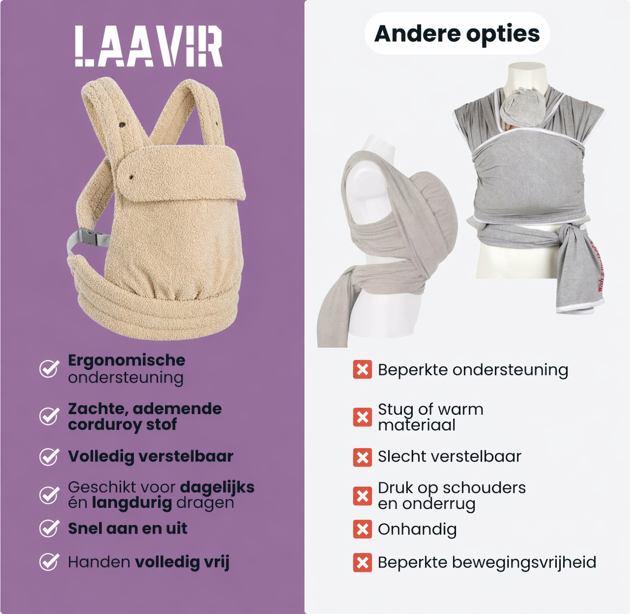Baby Draagzak Teddy Beige Ergonomisch Warm & Zacht 0-36 Maanden Comfortabele Buikdrager Verstelbaar