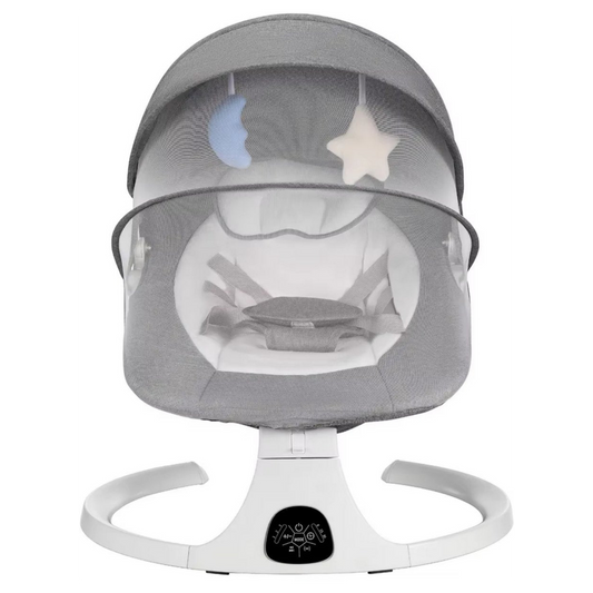 Elektrische baby wiegschommel grijs - speelt hangende muziek speeltjes af