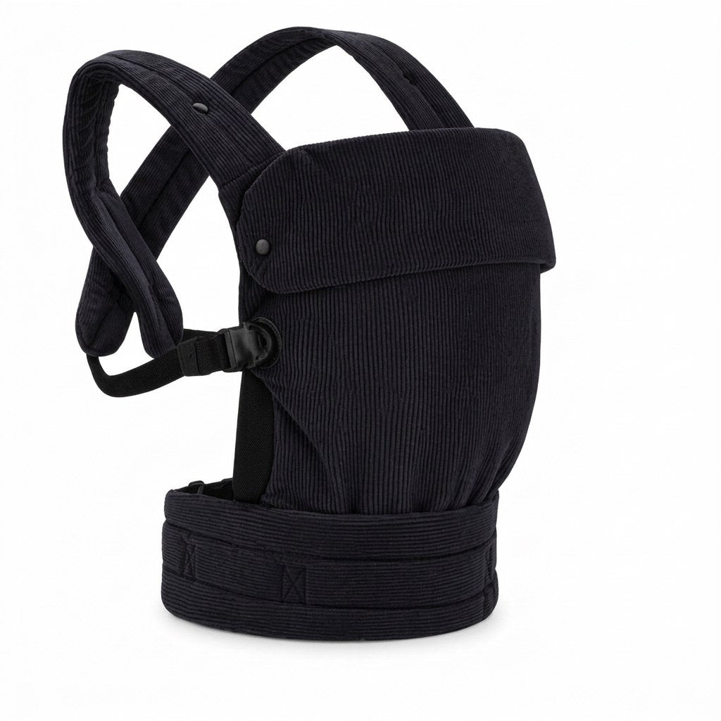 Baby Draagzak Corduroy Zwart Ergonomisch 0-36 Maanden Comfortabele Buikdrager Ademend & Verstelbaar (FR 1)