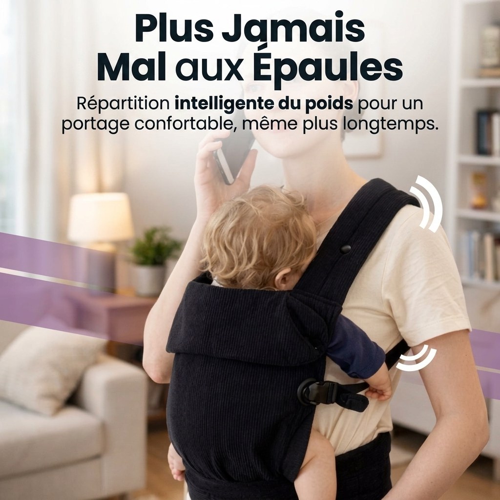 Baby Draagzak Corduroy Zwart Ergonomisch 0-36 Maanden Comfortabele Buikdrager Ademend & Verstelbaar (FR 6)