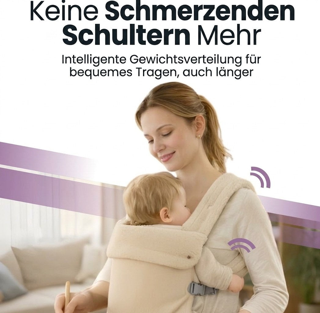 Baby Draagzak Teddy Beige Ergonomisch Warm & Zacht 0-36 Maanden Comfortabele Buikdrager Verstelbaar (DE 2)