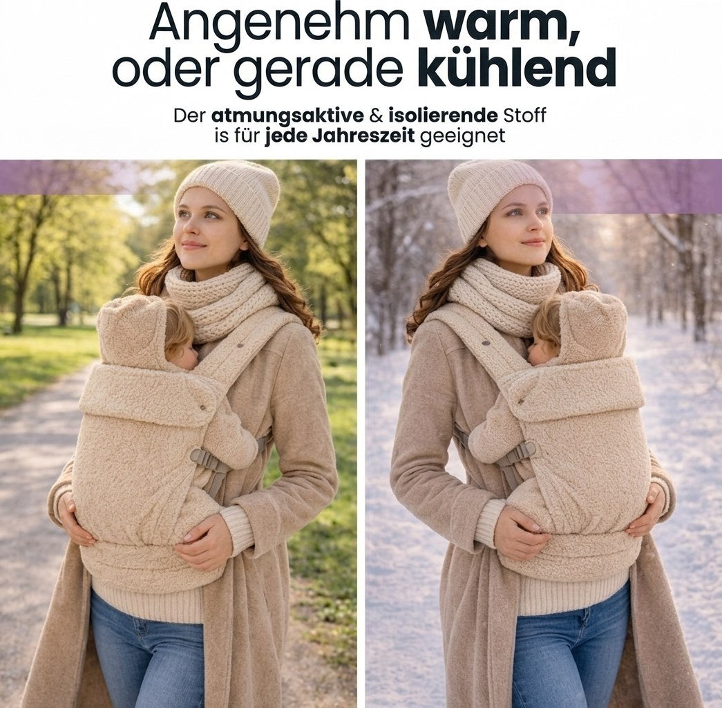 Baby Draagzak Teddy Beige Ergonomisch Warm & Zacht 0-36 Maanden Comfortabele Buikdrager Verstelbaar (DE 5)