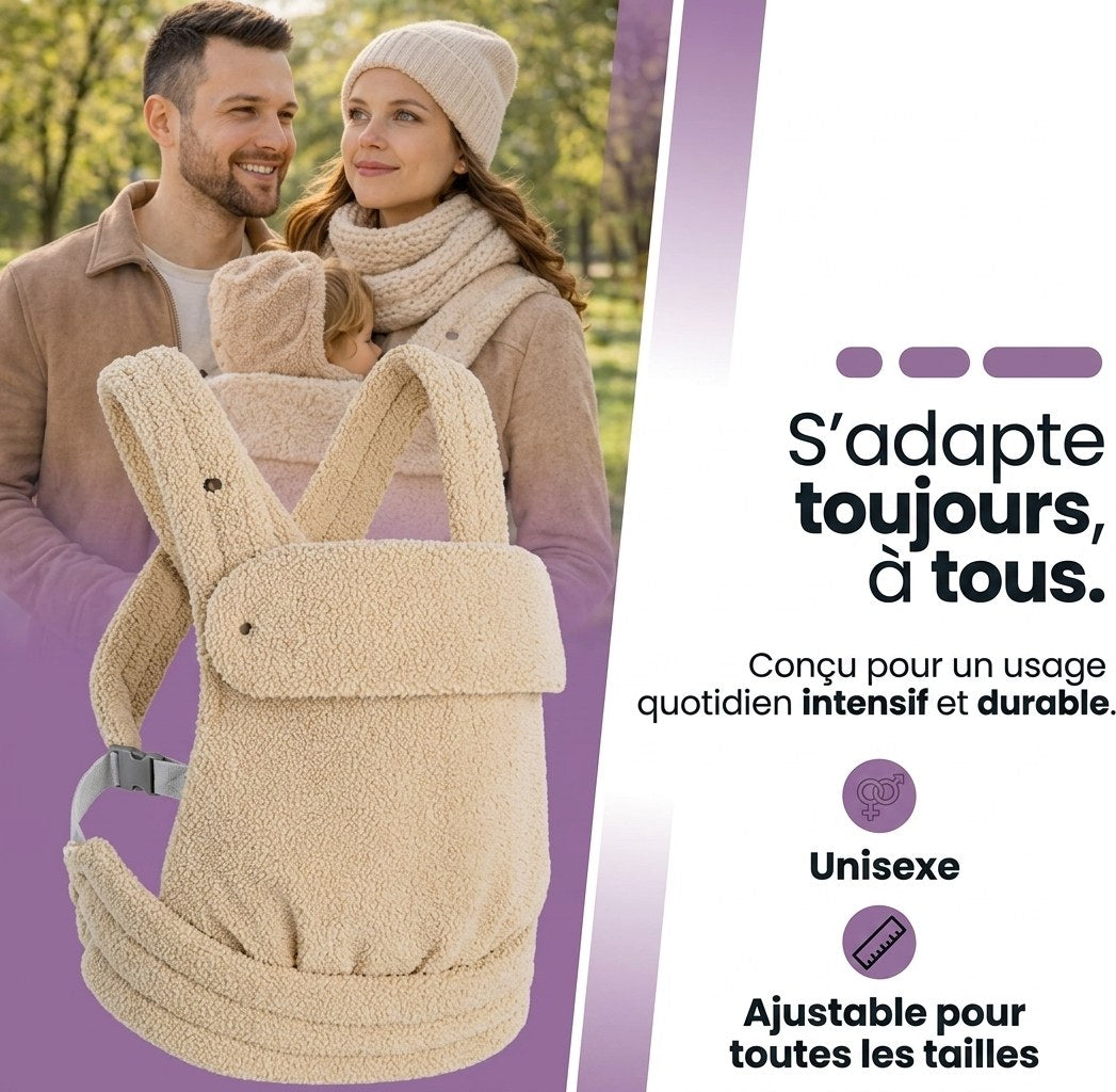 Baby Draagzak Teddy Beige Ergonomisch Warm & Zacht 0-36 Maanden Comfortabele Buikdrager Verstelbaar (FR 4)