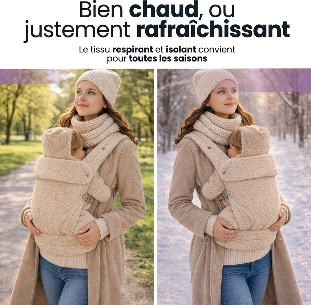 Baby Draagzak Teddy Beige Ergonomisch Warm & Zacht 0-36 Maanden Comfortabele Buikdrager Verstelbaar (FR 5)