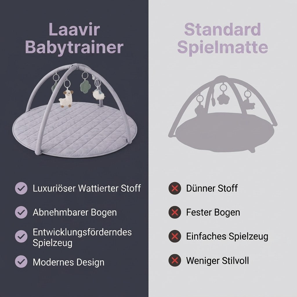 Babygym Speelkleed met Boog - Rond en Gewatteerd - Grijs (DE 2)