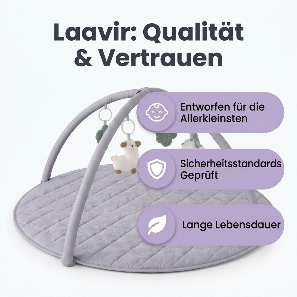 Babygym Speelkleed met Boog - Rond en Gewatteerd - Grijs (DE 7)