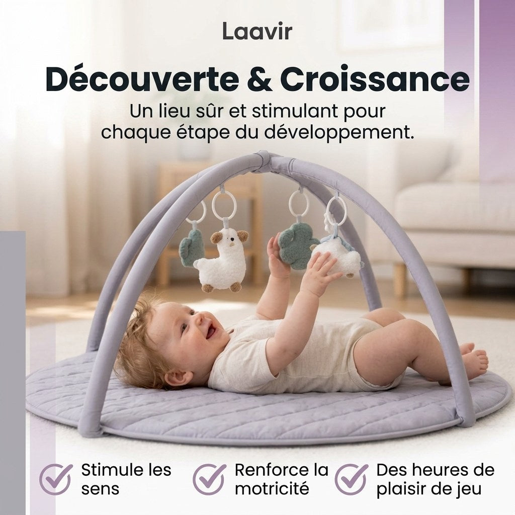 Babygym Speelkleed met Boog - Rond en Gewatteerd - Grijs (FR 6)