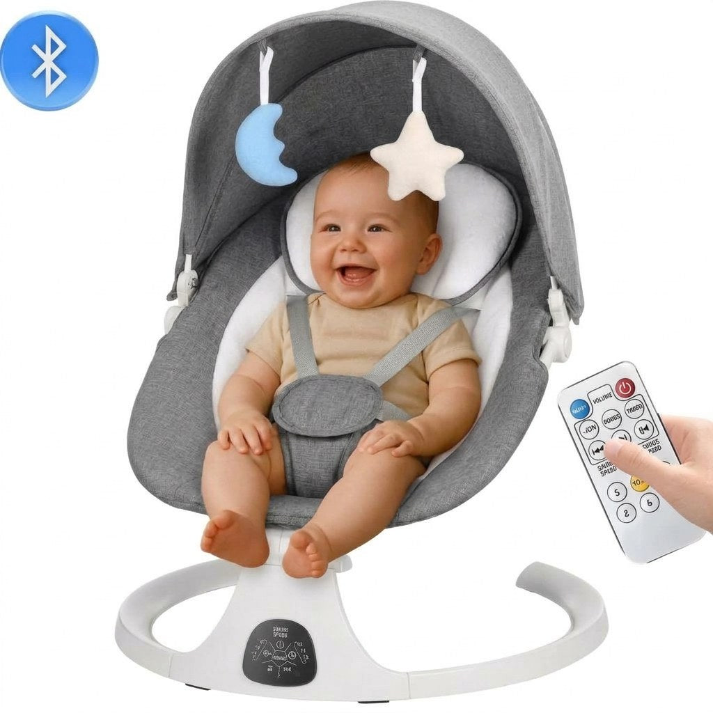 Elektrische Baby Wiegschommel met muziek grijs (EN 4)