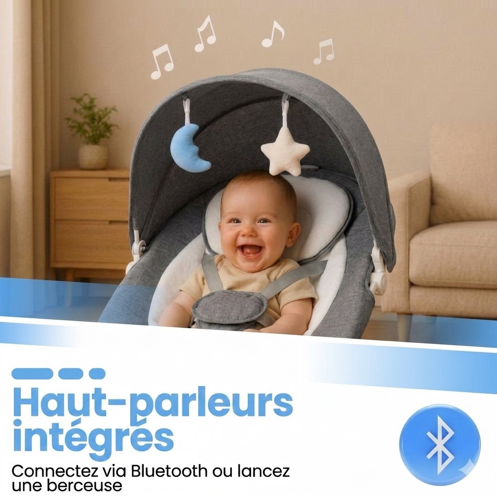 Elektrische Baby Wiegschommel met muziek grijs (FR 8)