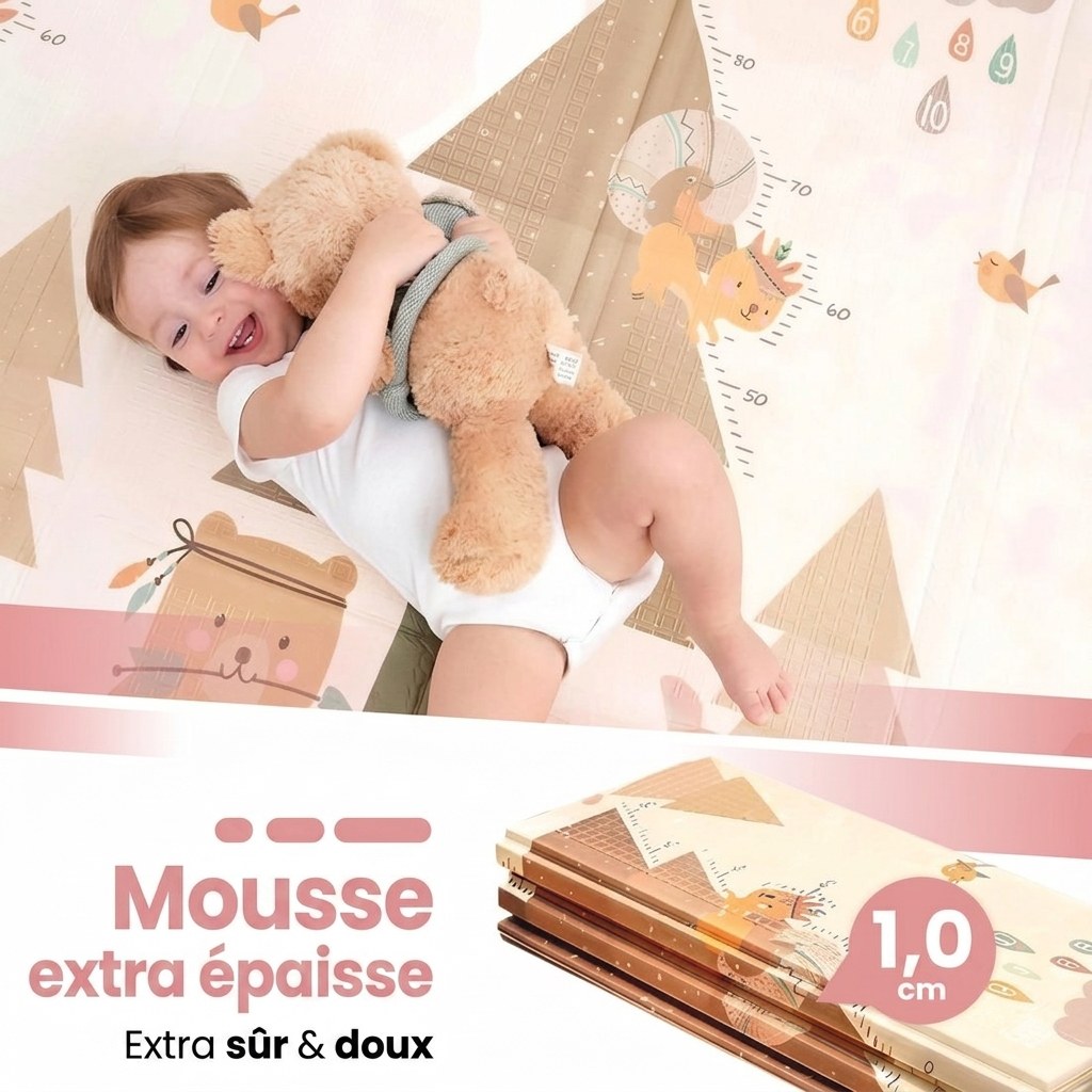 Opvouwbare Baby Speelmat dieren 200×150 cm met opbergtas (FR 5)