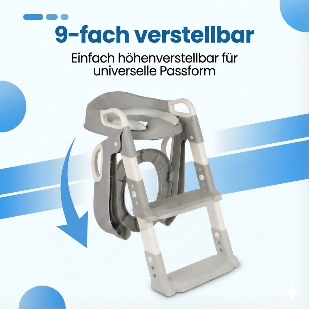 Laavir® WC‑Verkleiner & Toilettrainer met Trapje - Zelfstandigheid & Veiligheid voor Peuters - Grijs (DE 6)