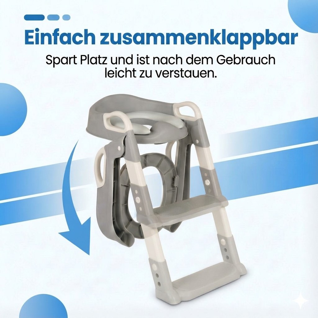 Laavir® WC‑Verkleiner & Toilettrainer met Trapje - Zelfstandigheid & Veiligheid voor Peuters - Grijs (DE 7)
