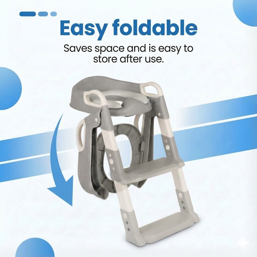 Laavir® WC‑Verkleiner & Toilettrainer met Trapje - Zelfstandigheid & Veiligheid voor Peuters - Grijs (EN 7)