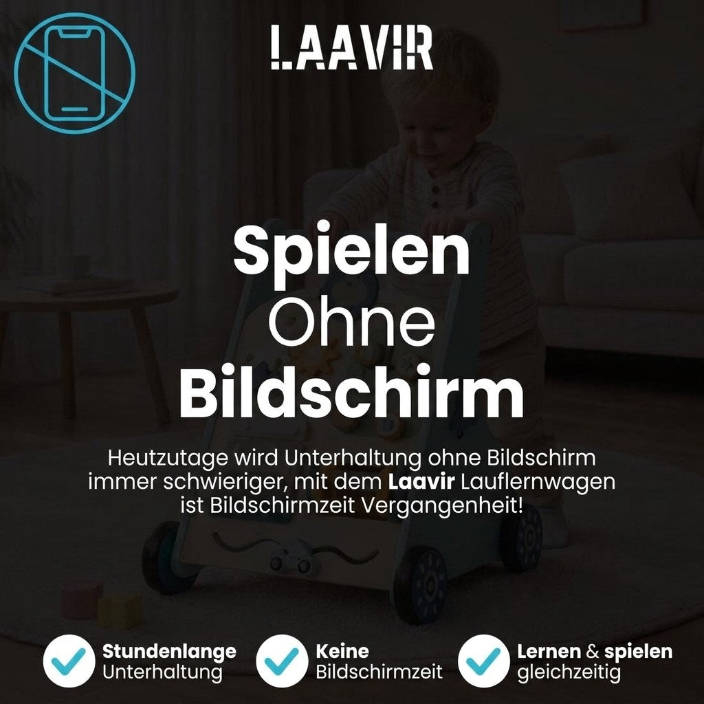 Houten Loopwagen met Activiteitenpaneel - Montessori - Lichtgroen (DE 4)