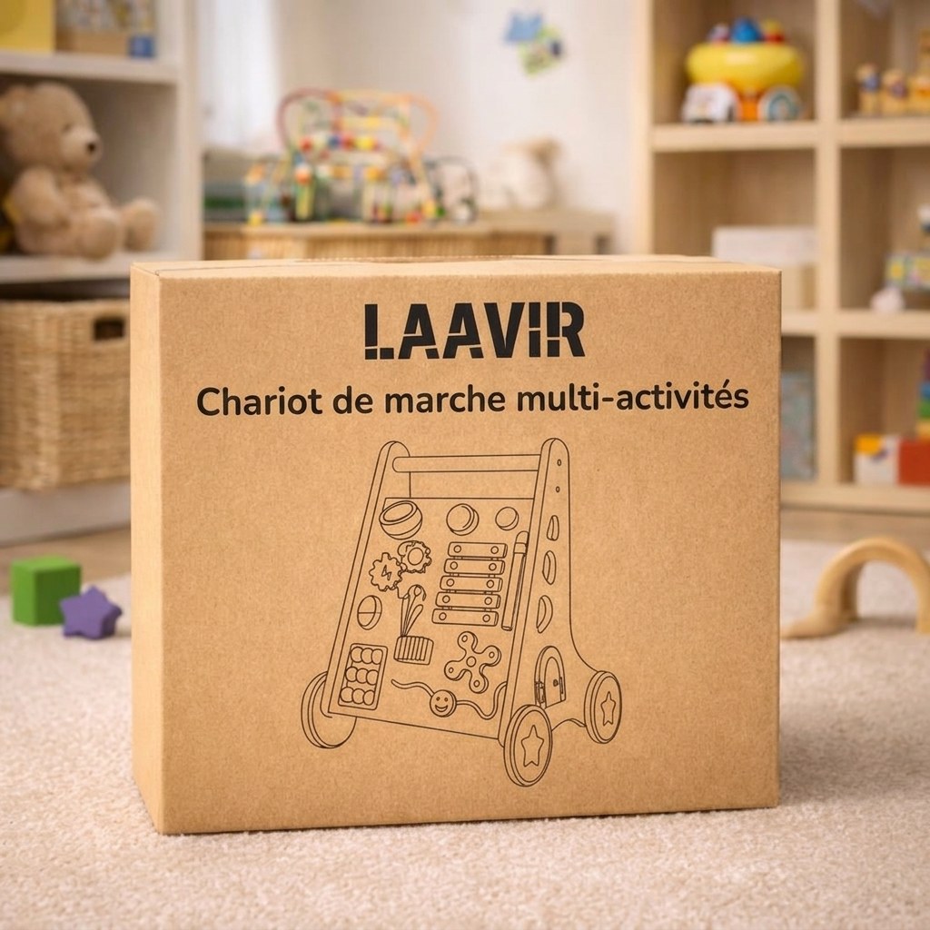 Houten Loopwagen met Activiteitenpaneel - Montessori - Lichtgroen (FR 7)