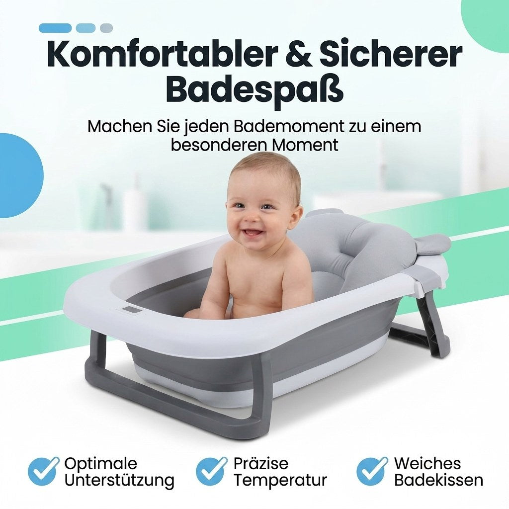 Babybad opvouwbaar met digitale thermometer & badkussen (DE 11)