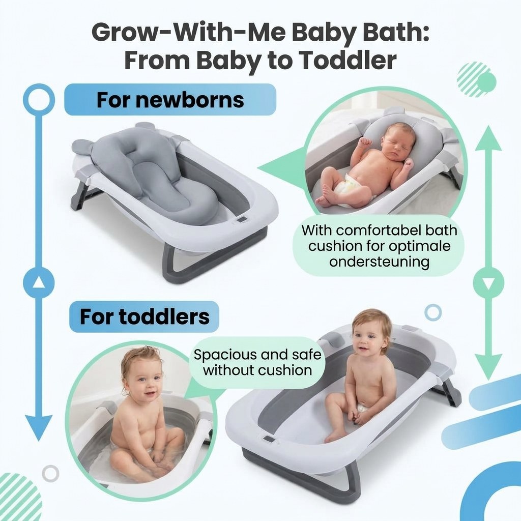 Babybad opvouwbaar met digitale thermometer & badkussen (EN 10)