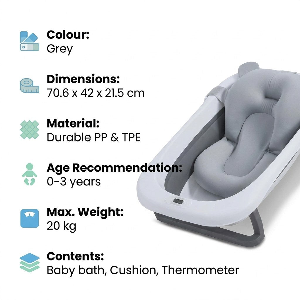 Babybad opvouwbaar met digitale thermometer & badkussen (EN 4)