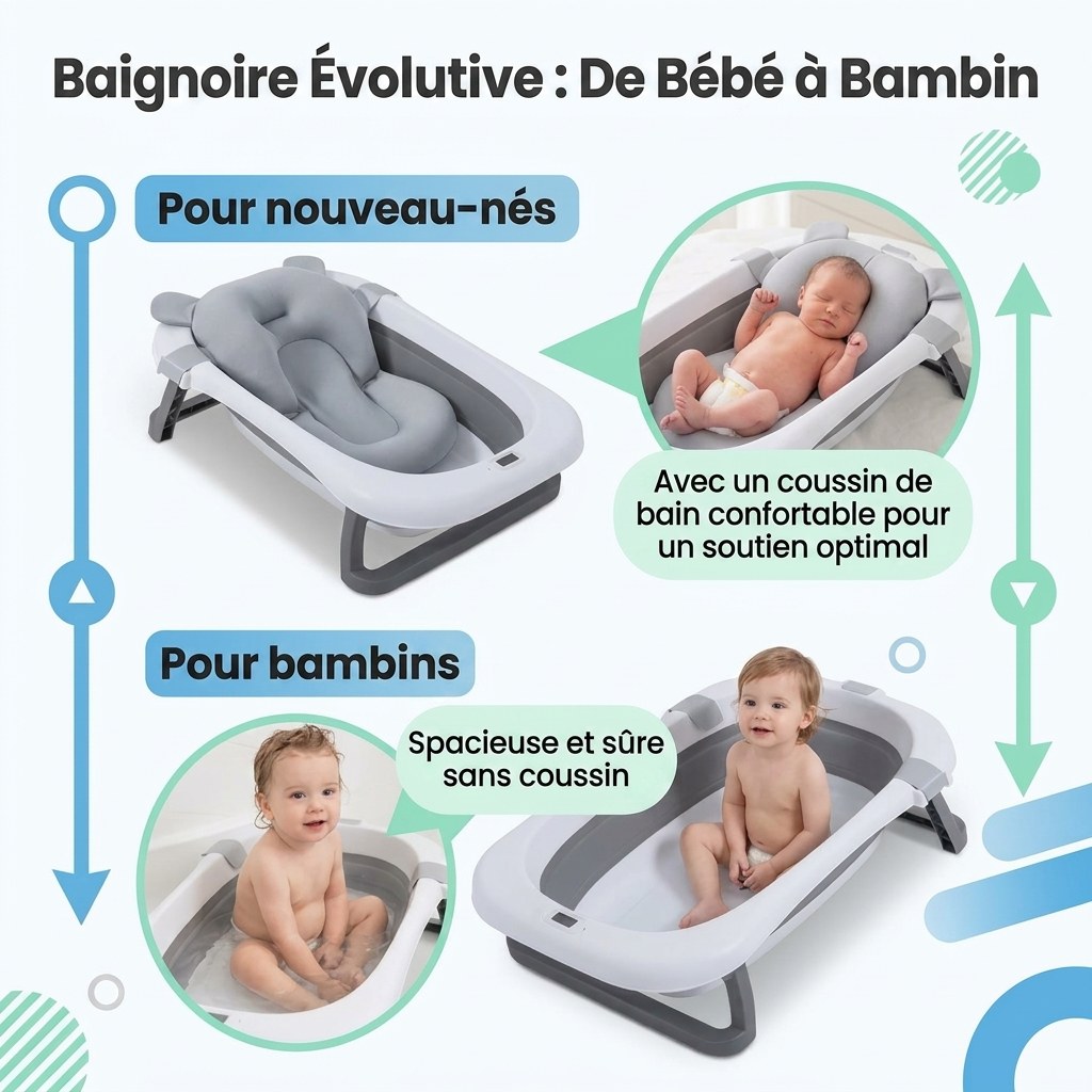 Babybad opvouwbaar met digitale thermometer & badkussen (FR 10)