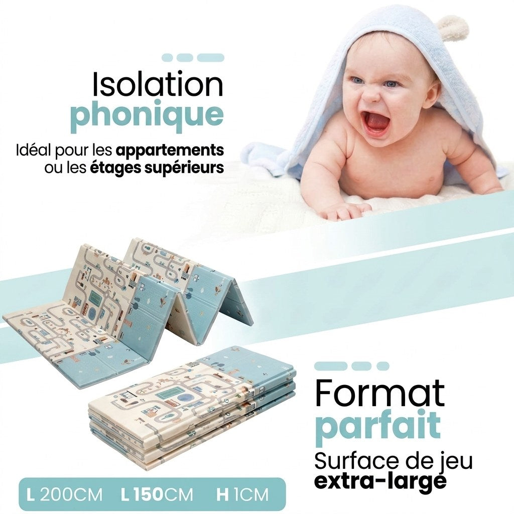 Opvouwbare Baby Speelmat Auto- en Stadsontwerp 200×150 cm met opbergtas (FR 4)