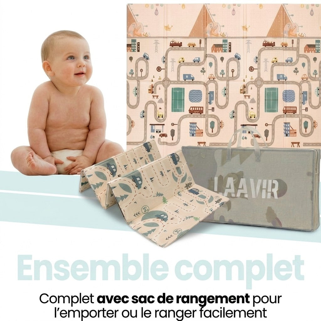 Opvouwbare Baby Speelmat Auto- en Stadsontwerp 200×150 cm met opbergtas (FR 6)