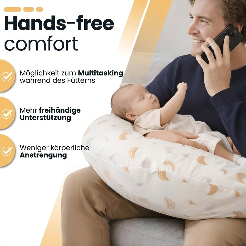 Voedingskussen 3-in-1 met Afneembare Hoes - Maan en Ster - Wit (DE 7)