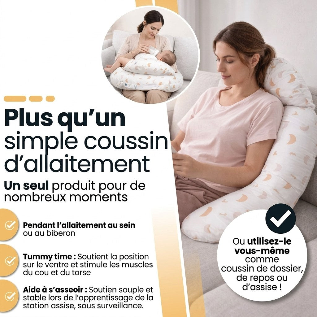 Voedingskussen 3-in-1 met Afneembare Hoes - Maan en Ster - Wit (FR 5)